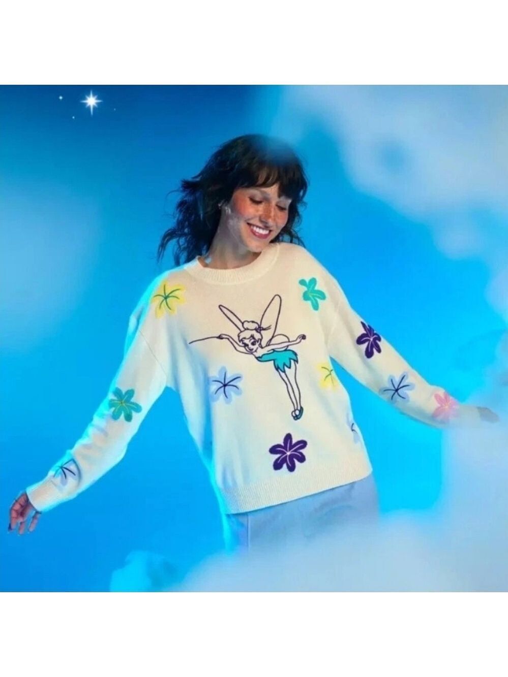 Disney Tinker Bell Pullover Knit Sweater for Women.  Cotton Blend. 3XL